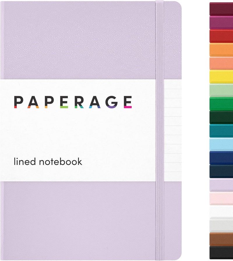 PAPERAGE Lined Journal Notebook, (Lavender), 160 Pages, Medium 5.6 in x 8 in - 100 GSM Thick Paper – Hardcover Journaling Notebook for Work, School & Note Taking - Image 1